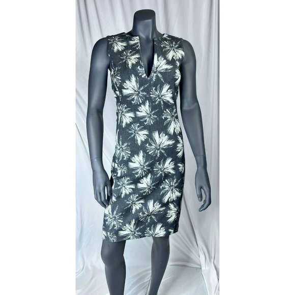 LAgence Sleeveless Blue White Linen Palm Tree Print Shift Dress Sz 4 - Picture 2 of 10